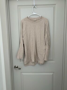 Light Beige Long Sleeve Pullover Top Pact Organic Cotton  NWOT size XS Oversized
